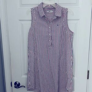 Vineyard Vines dress size 12 red white blue striped collar pockets